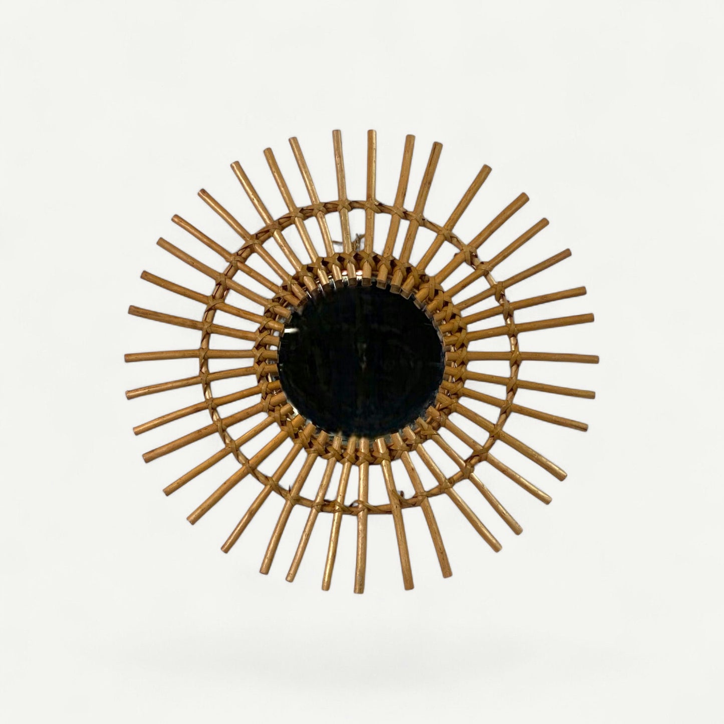 Miroir Soleil en Rotin Vintage
