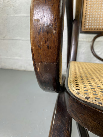 Rocking-chair Chair en bois et Cannage année 70