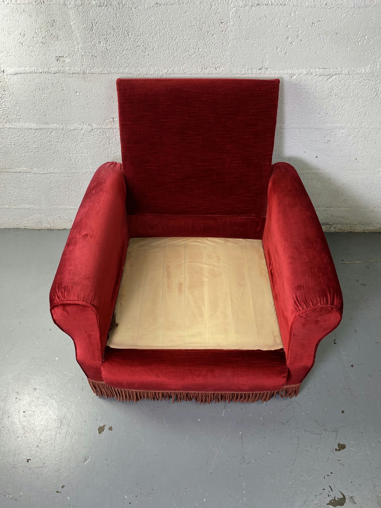 Fauteuil Club Rouge à frange