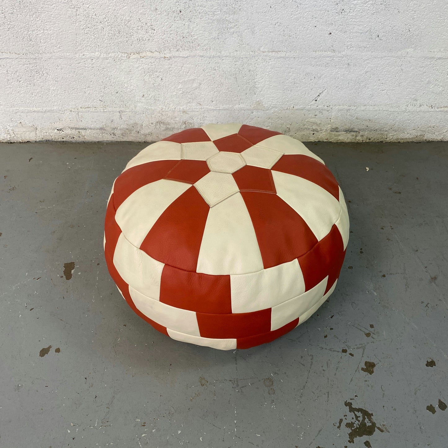 Pouf rond patchwork 70s