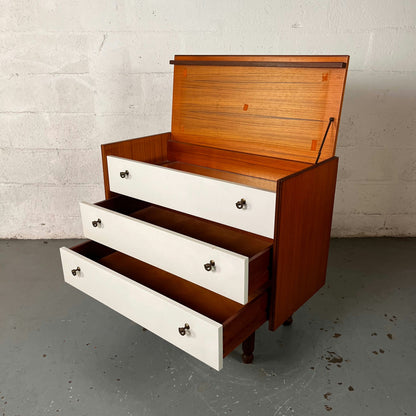 Commode en teck et formica blanc