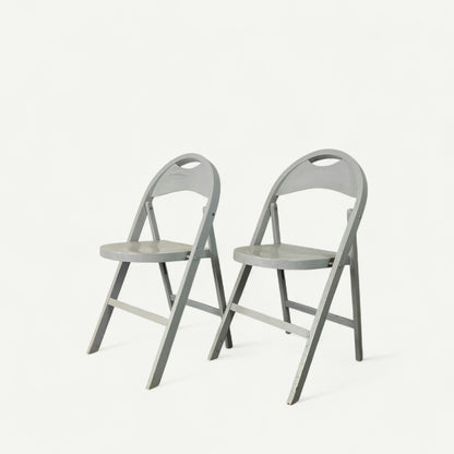 Paire de chaises pliantes Thonet blanches