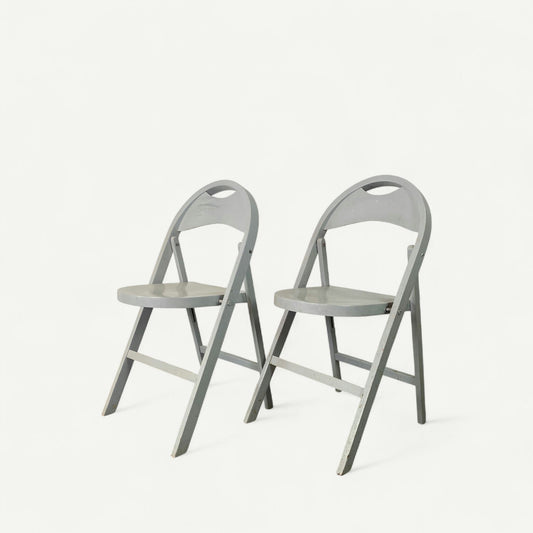 Paire de chaises pliantes Thonet blanches