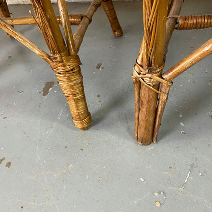 Lot de 4 fauteuils en rotin tressé
