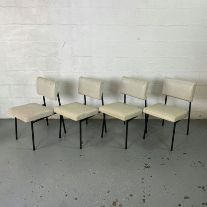 Chaises Gérard Guermonprez métal et lin édition Magnani 1950 set de 4