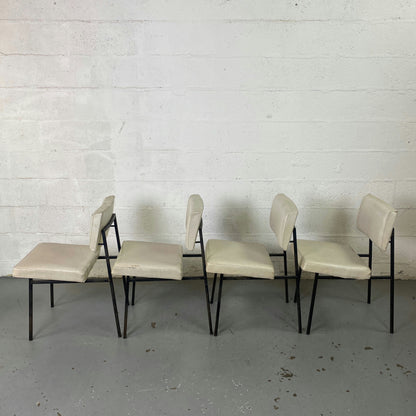 Chaises Gérard Guermonprez métal et lin édition Magnani 1950 set de 4