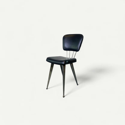 Chaise skaï noire année 60
