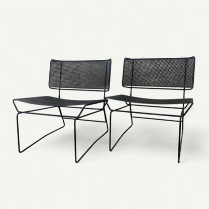 Paire de fauteuils en métal perforé collection fil par François Azambourg