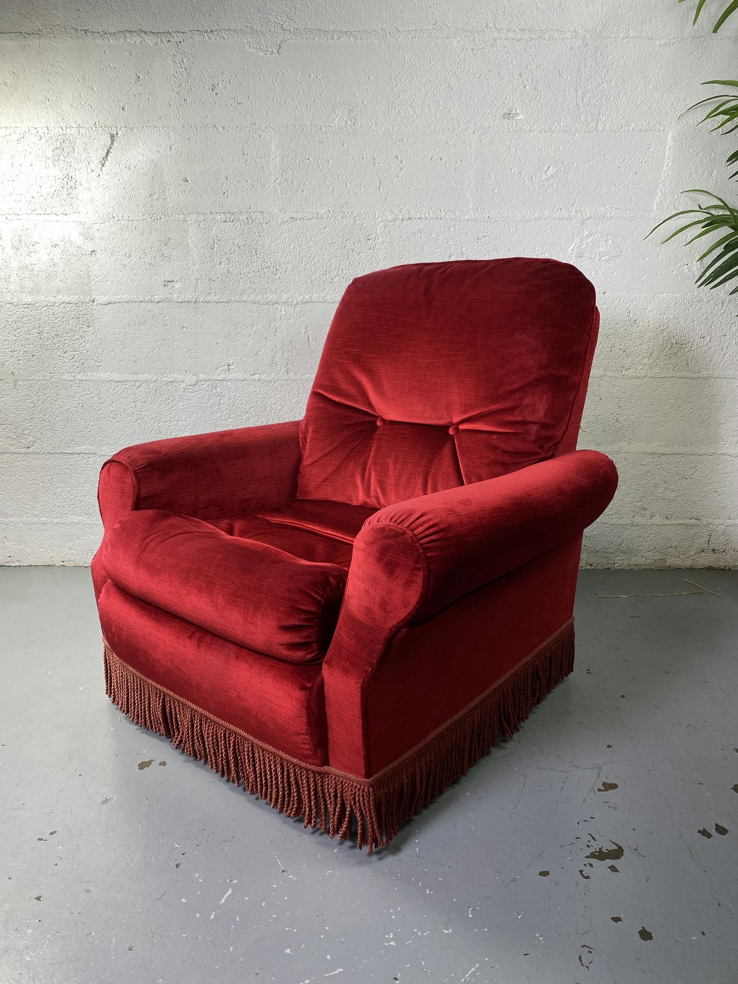Fauteuil Club Rouge à frange