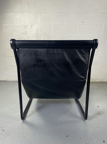 Fauteuil noir en cuir Knoll