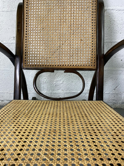 Rocking-chair Chair en bois et Cannage année 70