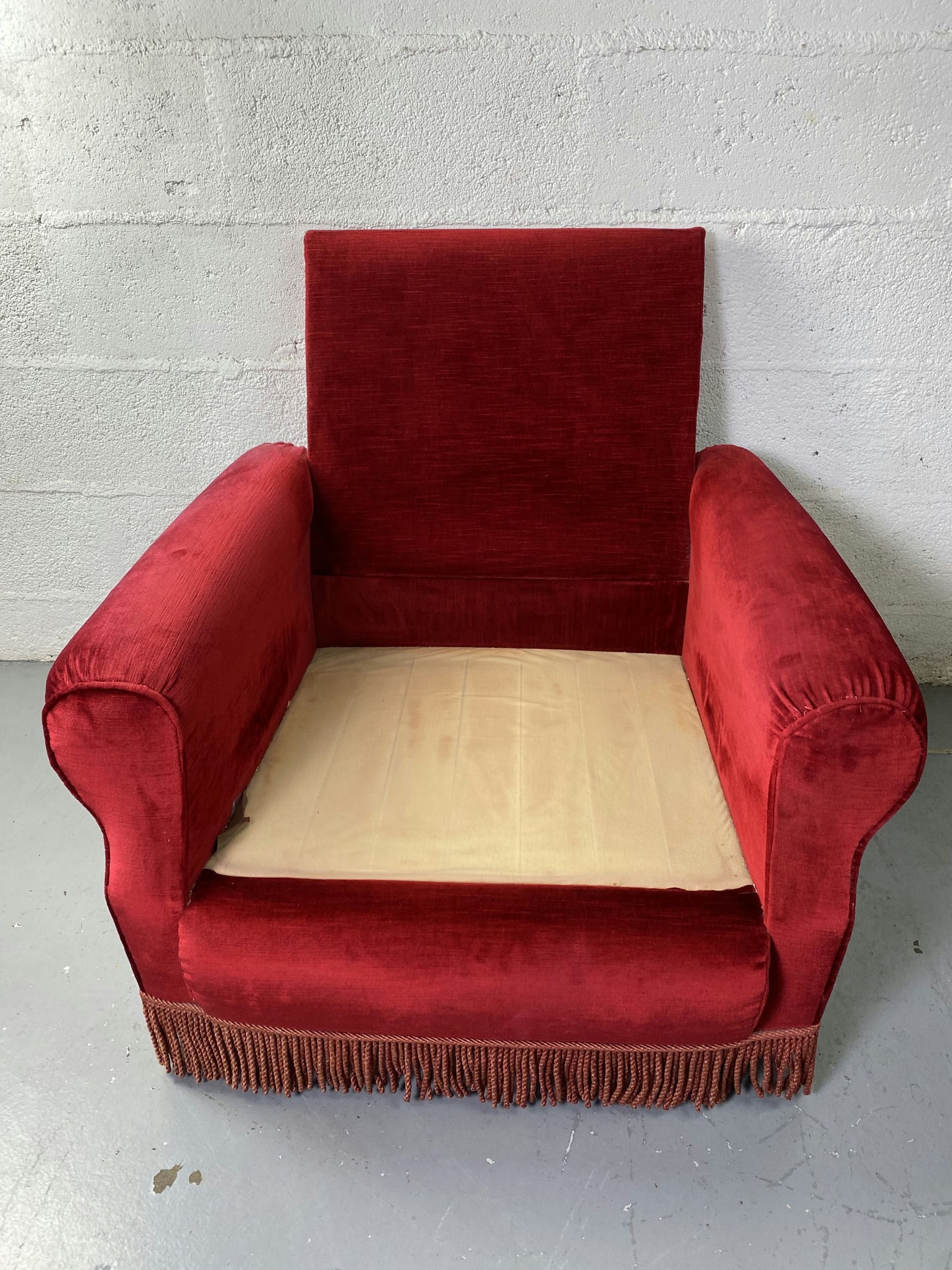 Fauteuil Club Rouge à frange