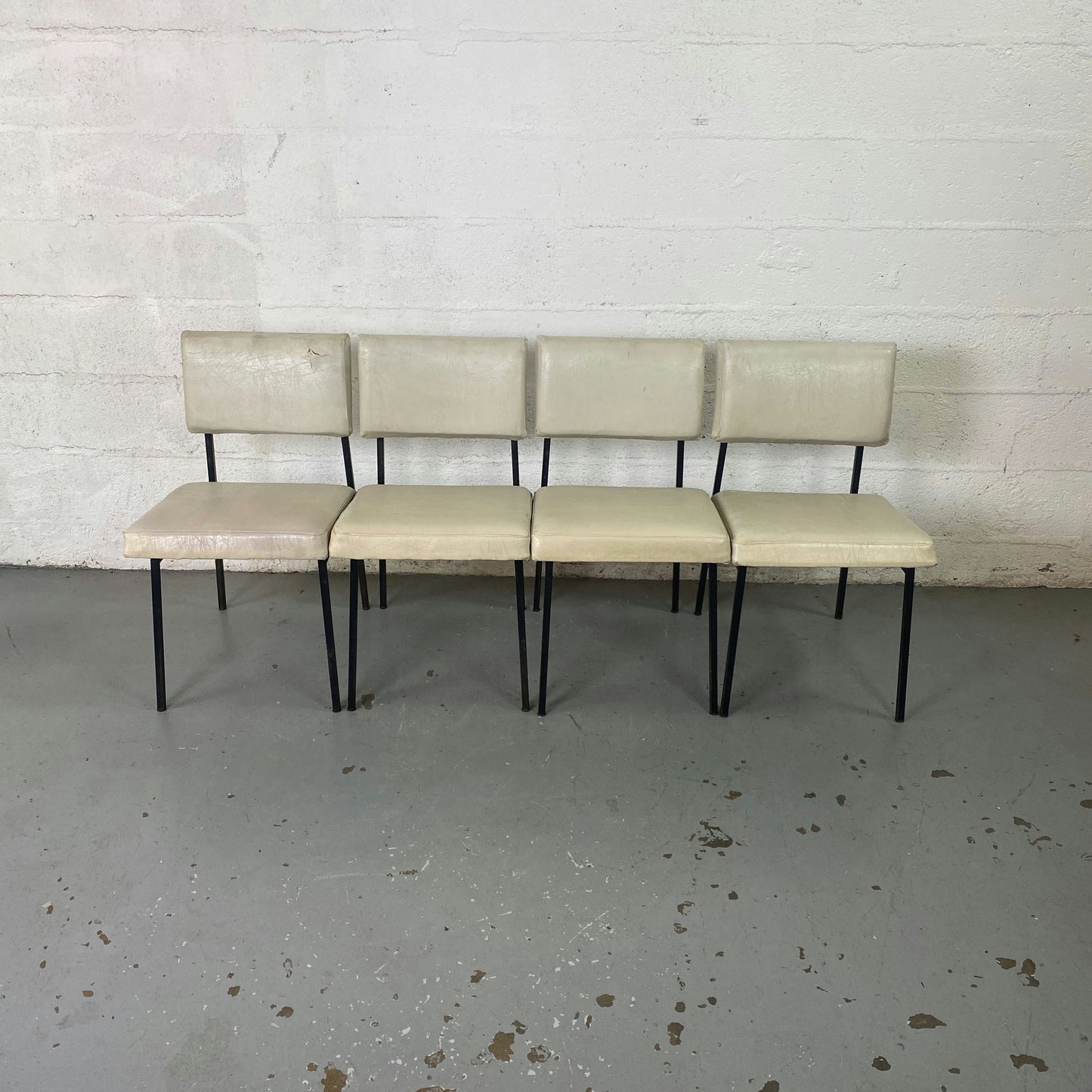 Chaises Gérard Guermonprez métal et lin édition Magnani 1950 set de 4