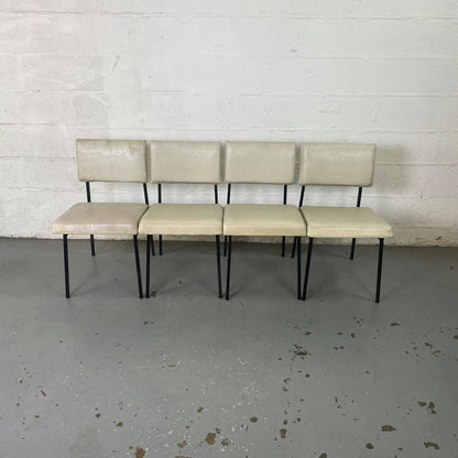 Chaises Gérard Guermonprez métal et lin édition Magnani 1950 set de 4