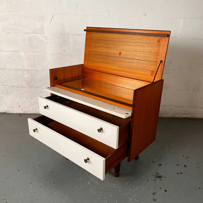 Commode en teck et formica blanc