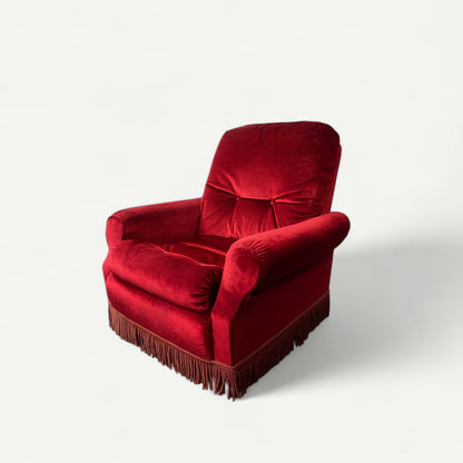 Fauteuil Club Rouge à frange