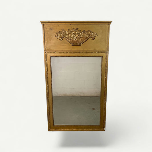 Grand miroir trumeau biseauté doré