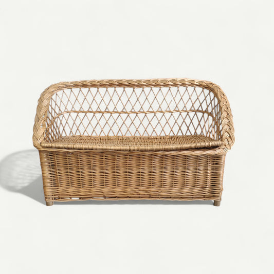 Banc coffre osier vintage