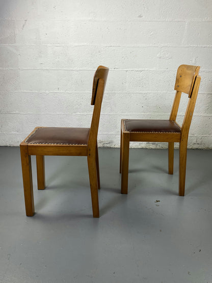 Paire de chaise en bois et cuir