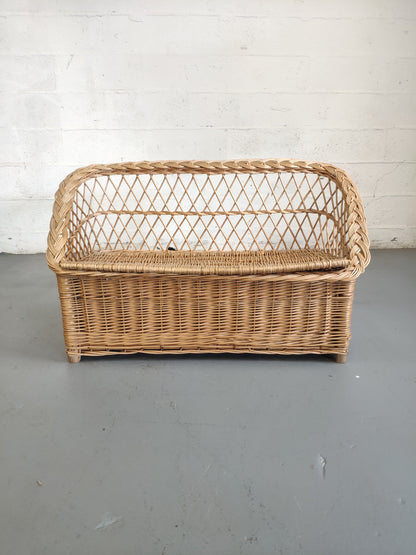 Banc coffre osier vintage