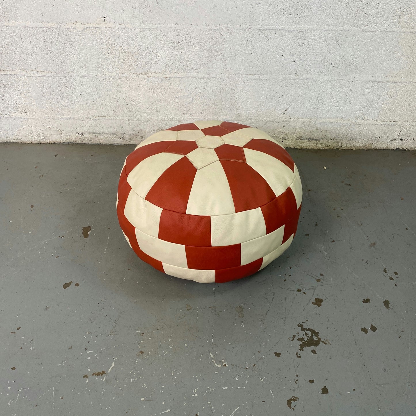 Pouf rond patchwork 70s