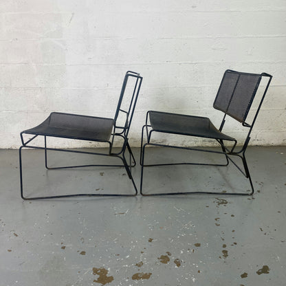 Paire de fauteuils en métal perforé collection fil par François Azambourg