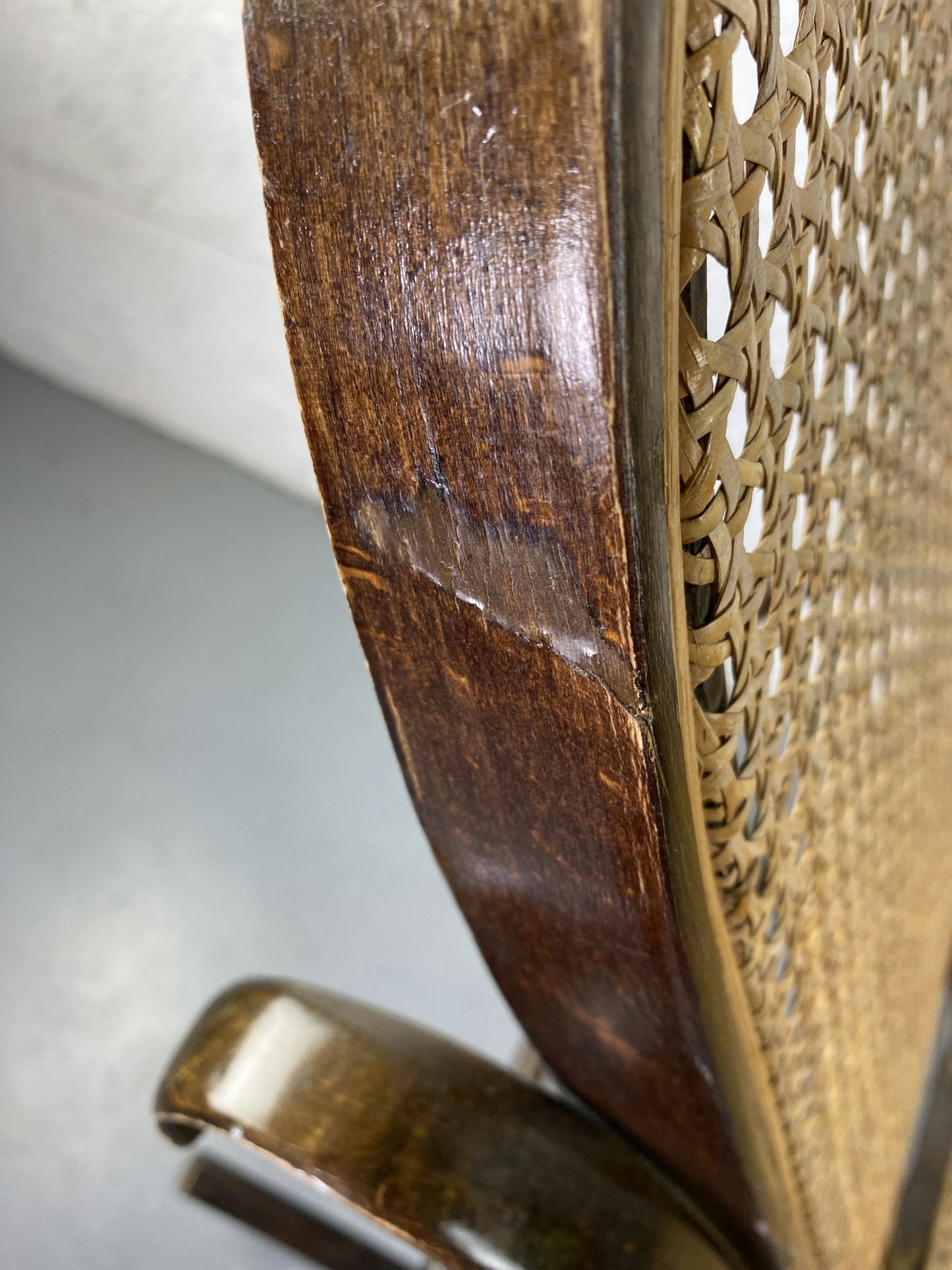 Rocking-chair Chair en bois et Cannage année 70