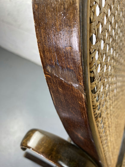 Rocking-chair Chair en bois et Cannage année 70