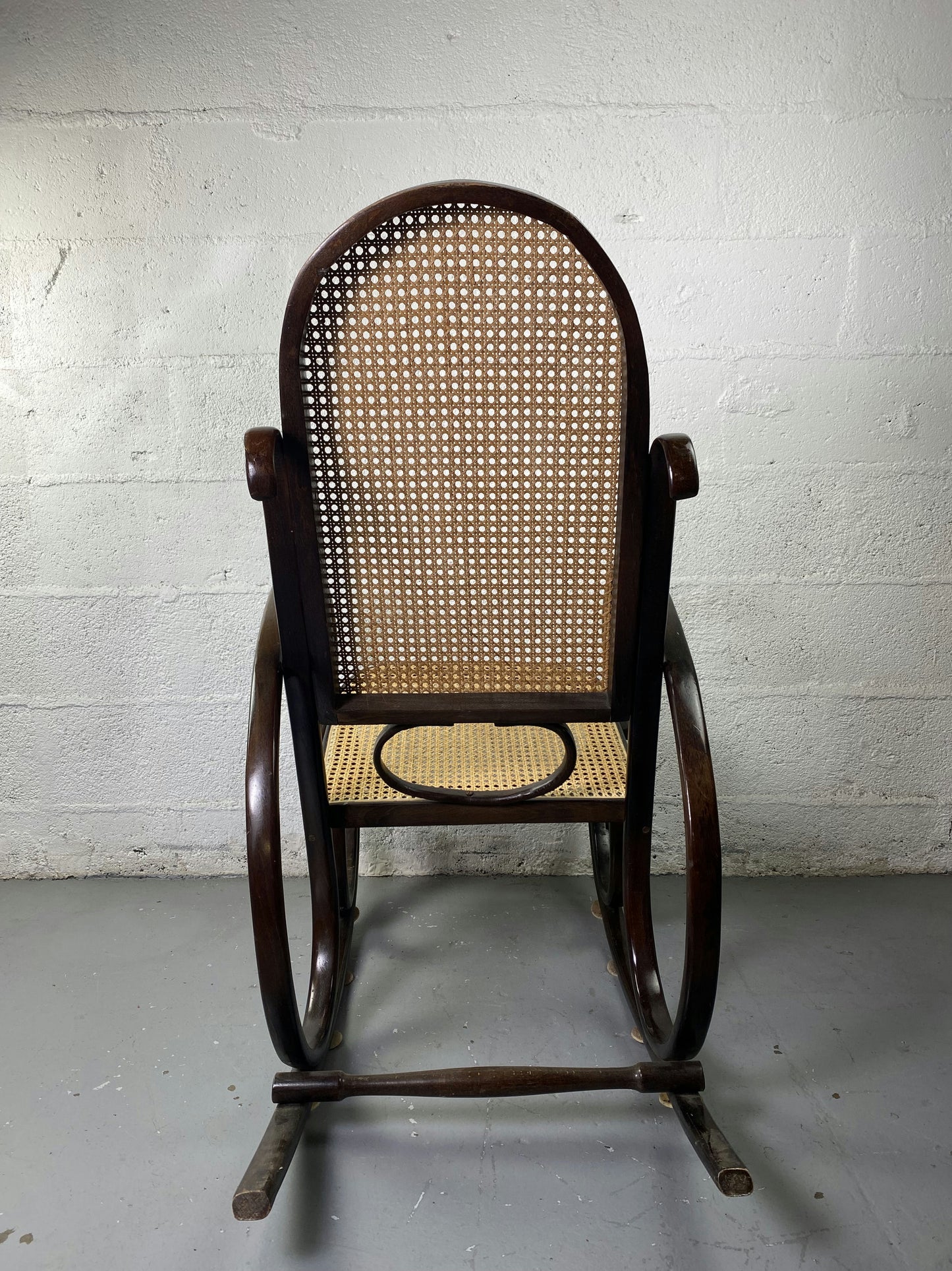 Rocking-chair Chair en bois et Cannage année 70