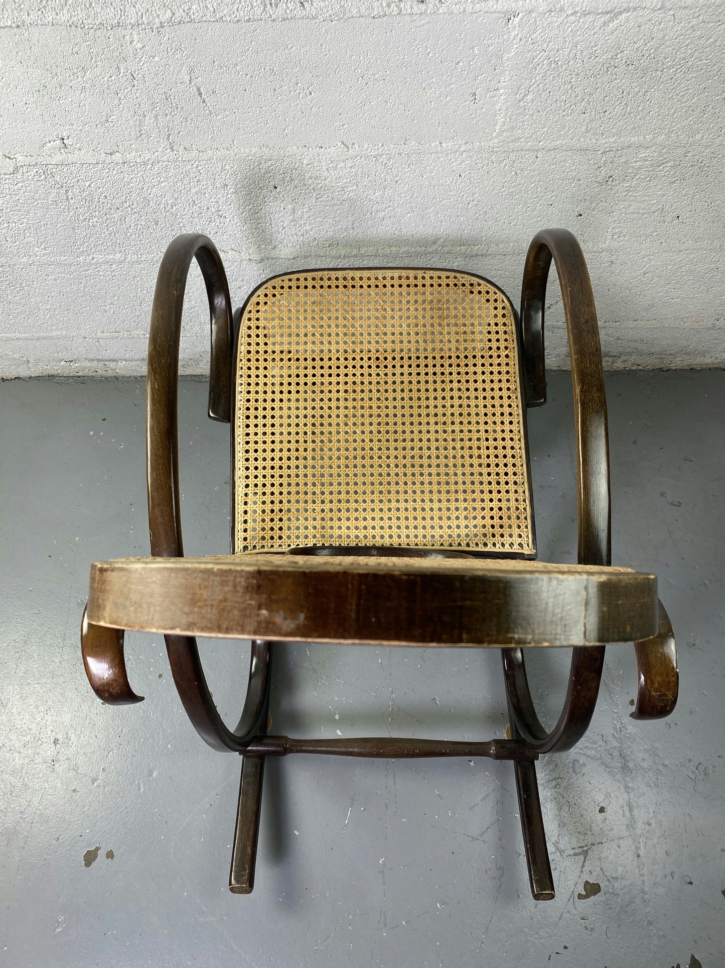 Rocking-chair Chair en bois et Cannage année 70