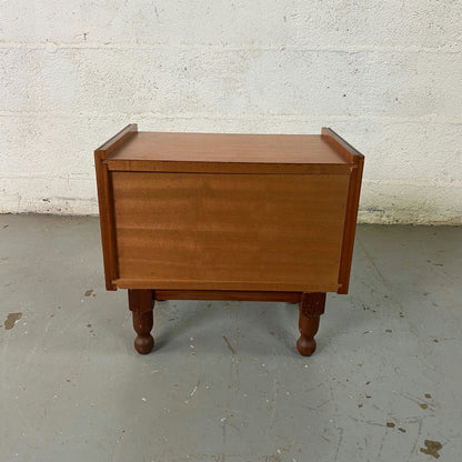 Table de chevet teck et formica blanc