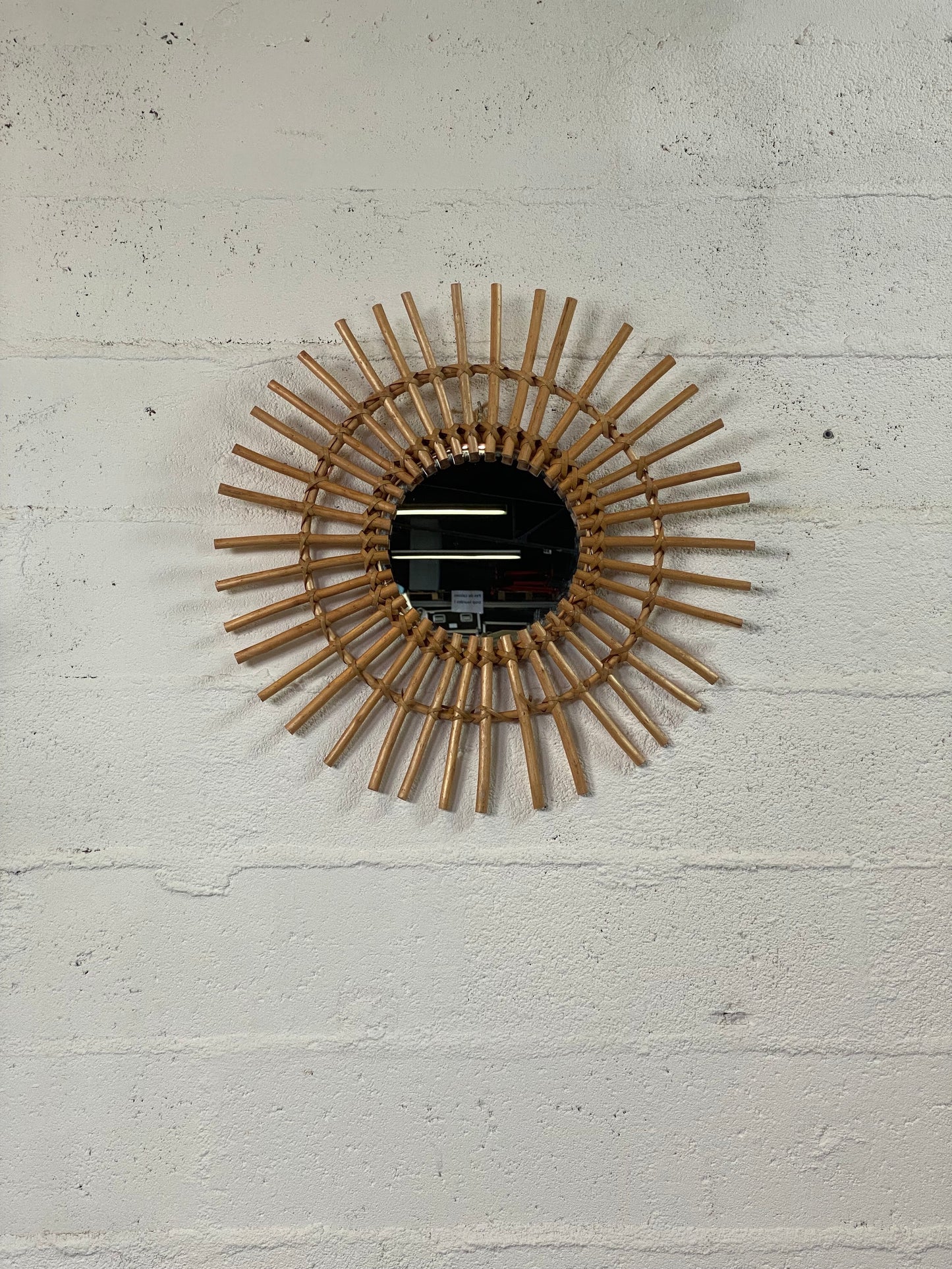 Miroir Soleil en Rotin Vintage
