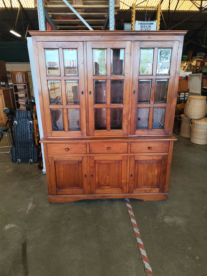 BIBLIOTHÈQUE deux corps en BOIS EXOTIQUE vitrées