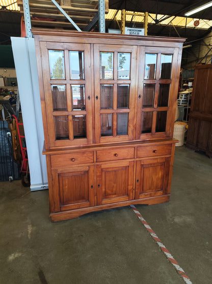 BIBLIOTHÈQUE deux corps en BOIS EXOTIQUE vitrées