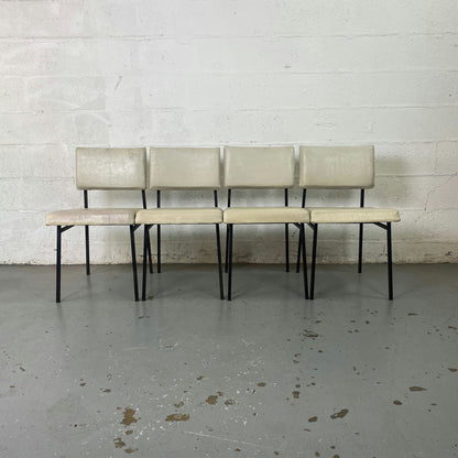 Chaises Gérard Guermonprez métal et lin édition Magnani 1950 set de 4