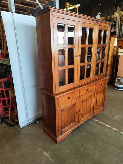 BIBLIOTHÈQUE deux corps en BOIS EXOTIQUE vitrées