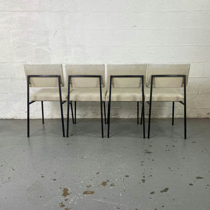 Chaises Gérard Guermonprez métal et lin édition Magnani 1950 set de 4