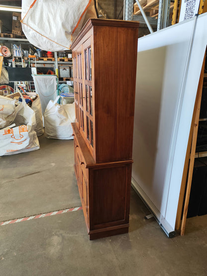 BIBLIOTHÈQUE deux corps en BOIS EXOTIQUE vitrées