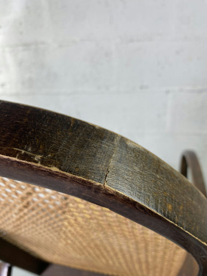 Rocking-chair Chair en bois et Cannage année 70