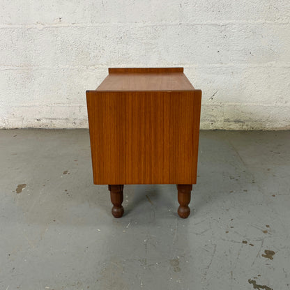 Table de chevet teck et formica blanc
