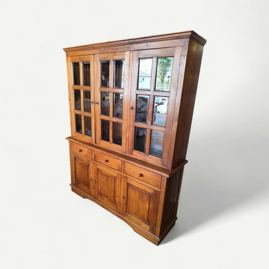 BIBLIOTHÈQUE deux corps en BOIS EXOTIQUE vitrées