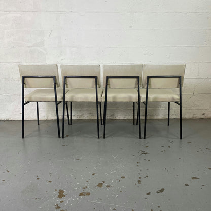 Chaises Gérard Guermonprez métal et lin édition Magnani 1950 set de 4